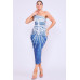 One Shoulder Denim Print Dress