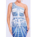 One Shoulder Denim Print Dress