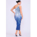 One Shoulder Denim Print Dress