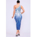 One Shoulder Denim Print Dress