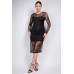 Lace Rhinestone-studded Slit Midi Dress