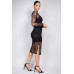 Lace Rhinestone-studded Slit Midi Dress