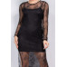 Lace Rhinestone-studded Slit Midi Dress