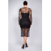 Lace Rhinestone-studded Slit Midi Dress
