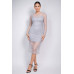 Lace Rhinestone-studded Slit Midi Dress