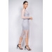 Lace Rhinestone-studded Slit Midi Dress