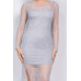 Lace Rhinestone-studded Slit Midi Dress