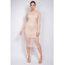 Lace Rhinestone-studded Slit Midi Dress