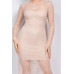 Lace Rhinestone-studded Slit Midi Dress
