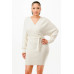 Off Shoulder Wrap Belted Ribbed Sweather Dress