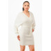 Off Shoulder Wrap Belted Ribbed Sweather Dress
