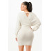 Off Shoulder Wrap Belted Ribbed Sweather Dress