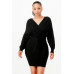 Off Shoulder Wrap Belted Ribbed Sweather Dress