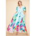 Printed V Neck Maxi Dress