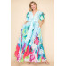 Printed V Neck Maxi Dress