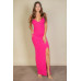 Eyelash Lace Trim Split Thigh Cami Dress