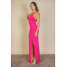 Eyelash Lace Trim Split Thigh Cami Dress