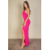 Eyelash Lace Trim Split Thigh Cami Dress