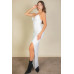 Eyelash Lace Trim Split Thigh Cami Dress