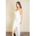 Eyelash Lace Trim Split Thigh Cami Dress