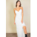 Eyelash Lace Trim Split Thigh Cami Dress