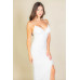 Eyelash Lace Trim Split Thigh Cami Dress