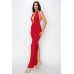 Halter Necklace Trim Long Dress