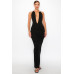 Halter Necklace Trim Long Dress