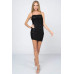 Textured coating knit sleeveless darwsrting lace back bodycon mini dress