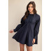 Long sleeve mini dress with lace detail