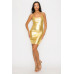 Scoop neck foil mini dress