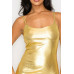 Scoop neck foil mini dress