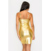 Scoop neck foil mini dress