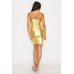 Scoop neck foil mini dress