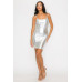 Scoop neck foil mini dress