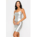 Scoop neck foil mini dress