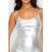 Scoop neck foil mini dress