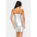 Scoop neck foil mini dress