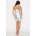 Scoop neck foil mini dress