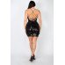 Sequin-studded crisscross back mini dress