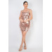 Sequin-studded crisscross back mini dress