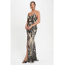 Spaghetti Strap Art Deco Sequins Maxi Dress
