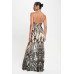 Spaghetti Strap Art Deco Sequins Maxi Dress