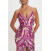 Spaghetti Strap Art Deco Sequins Maxi Dress