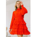Long Sleeve Smocked Neck Tiered Ruffle Mini Dress