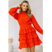 Long Sleeve Smocked Neck Tiered Ruffle Mini Dress