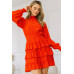 Long Sleeve Smocked Neck Tiered Ruffle Mini Dress
