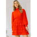Long Sleeve Smocked Neck Tiered Ruffle Mini Dress