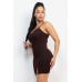 Glittered bodycon slit dress