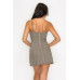 Belted Plaid Zip-up Pleated Dress